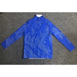 Namacheko Sweater Blue White Large Nyas Intarsia Knit Mock Neck Belgium